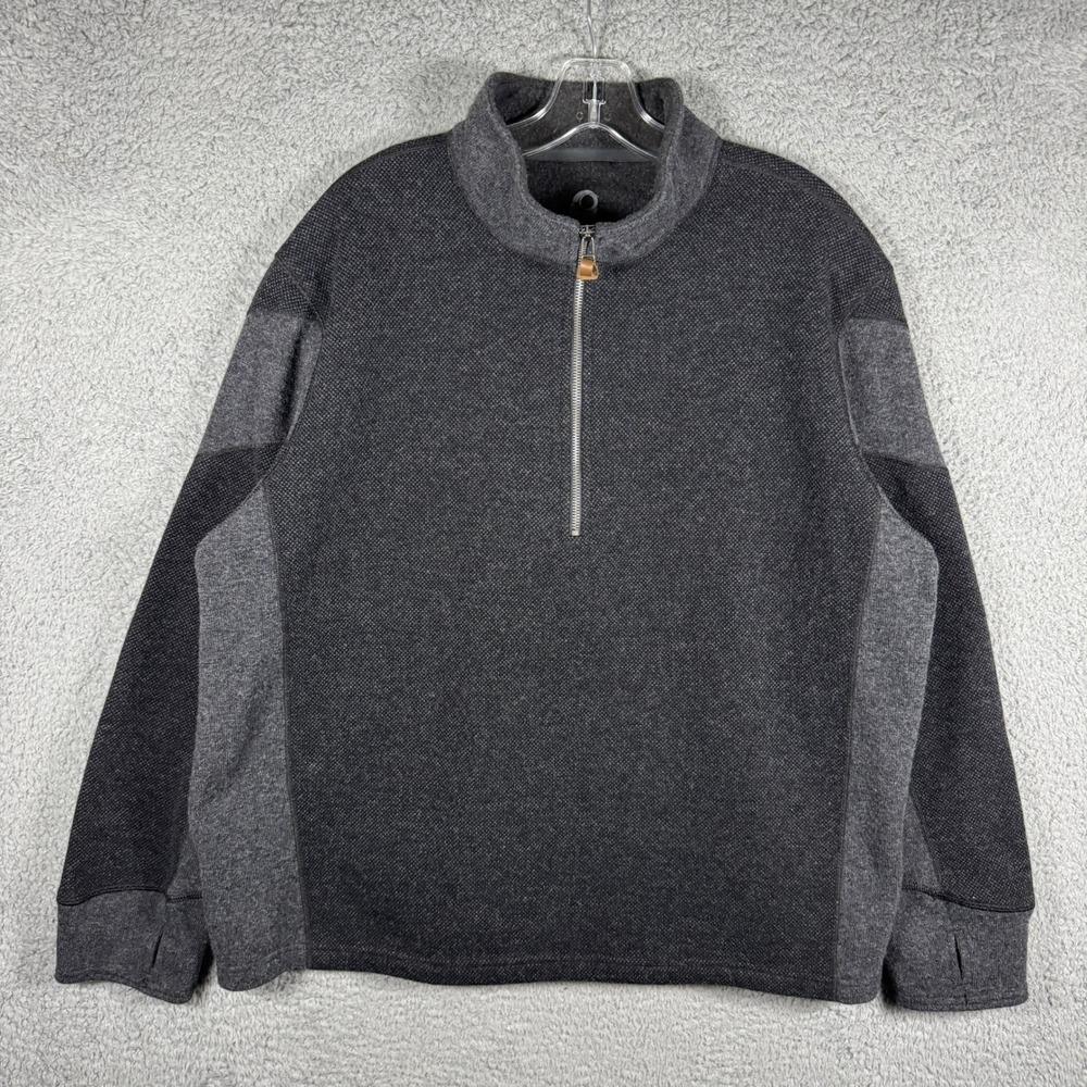 Overland‎ Wool Blend Quarter Zip Pullover Sweater Gray Colorblock XL Outdoors